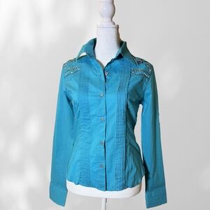 Women's Blue Button Down Shirt